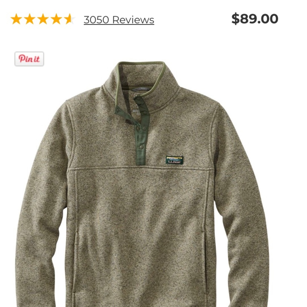 Men’s LL Bean Gray/Green Fleece Pullover